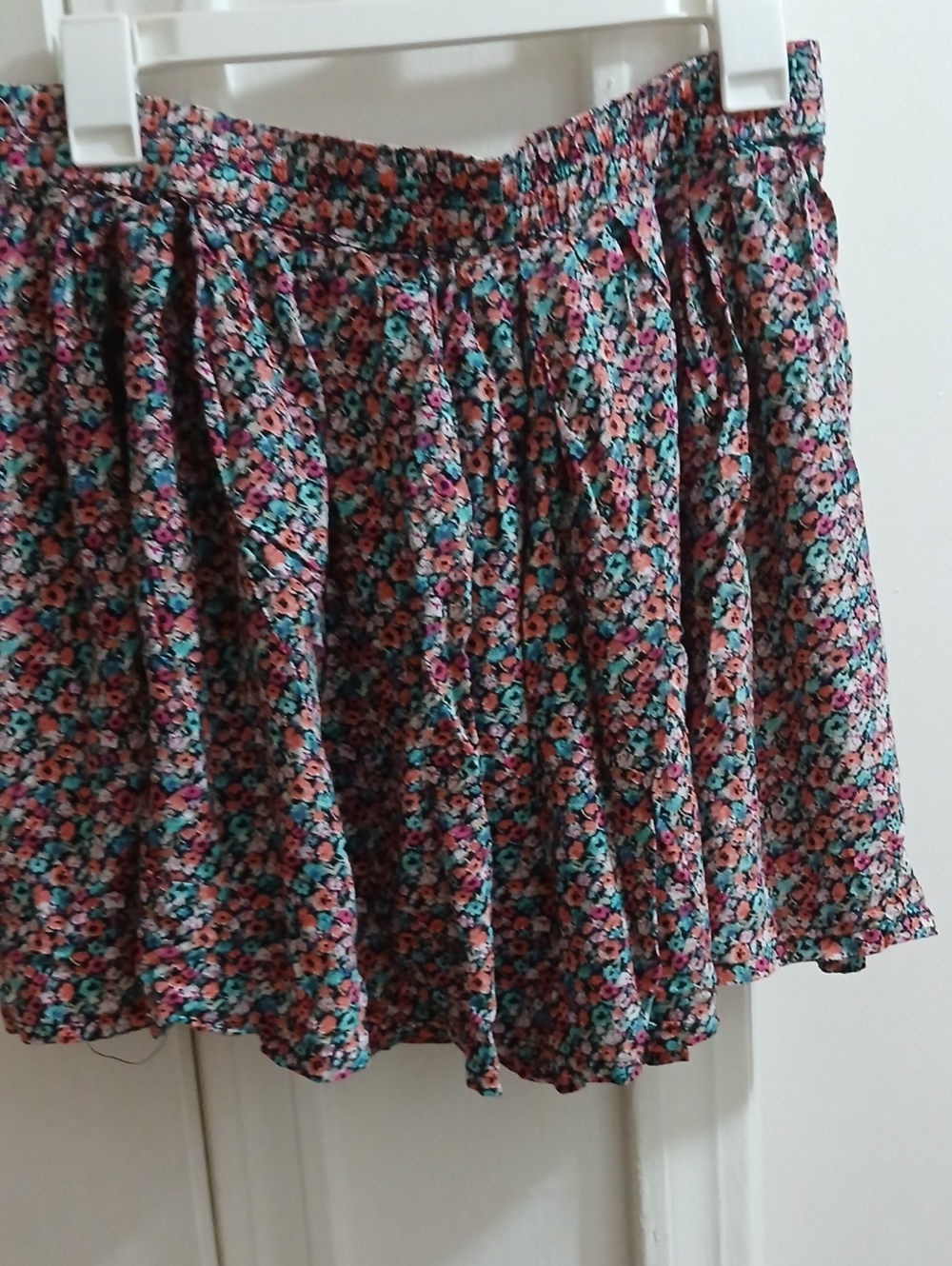 Floral Tiered Mini Skirt in Teal and Pink
